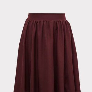 Burgundy Purple Twill Midi Swing Skirt size 18
